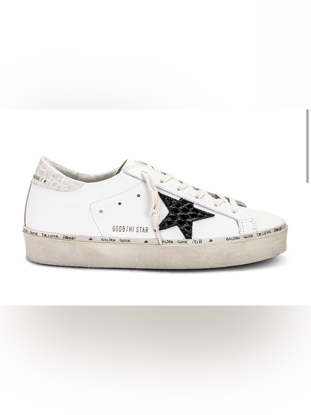Golden Goose Hi Star Sneakers White Black Ivory Python Star EU 38 US 8